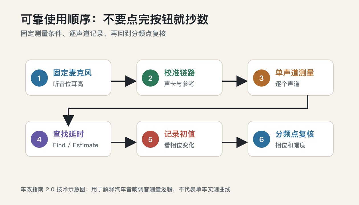 湛江汽车音响调音知识IR延时查找六步流程图